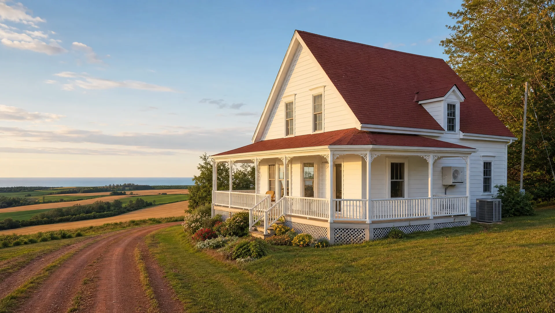 Cornwall, PE with a heat pump installed — Cornwall waterfront and the West River visible in the scene